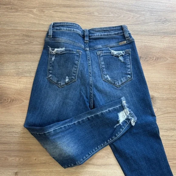 KanCan Women's Dark Blue Button-Fly Skinny Jeans - Picture 3 of 6